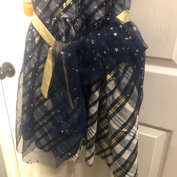 NWT girls size 10 holiday special occasion dress, navy, gold, metallic s… - Picture 5 of 8